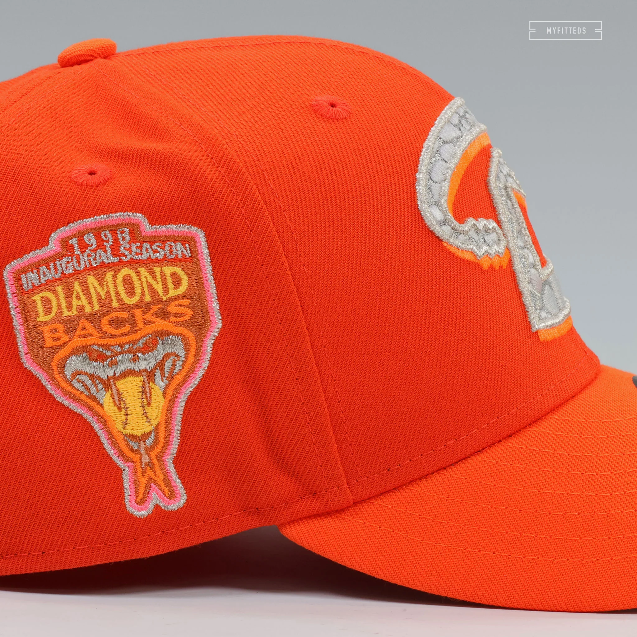 ARIZONA DIAMONDBACKS 1998 INAUGURAL SEASON THE ORANGE MAMBA NEW ERA FITTED CAP - Image 5
