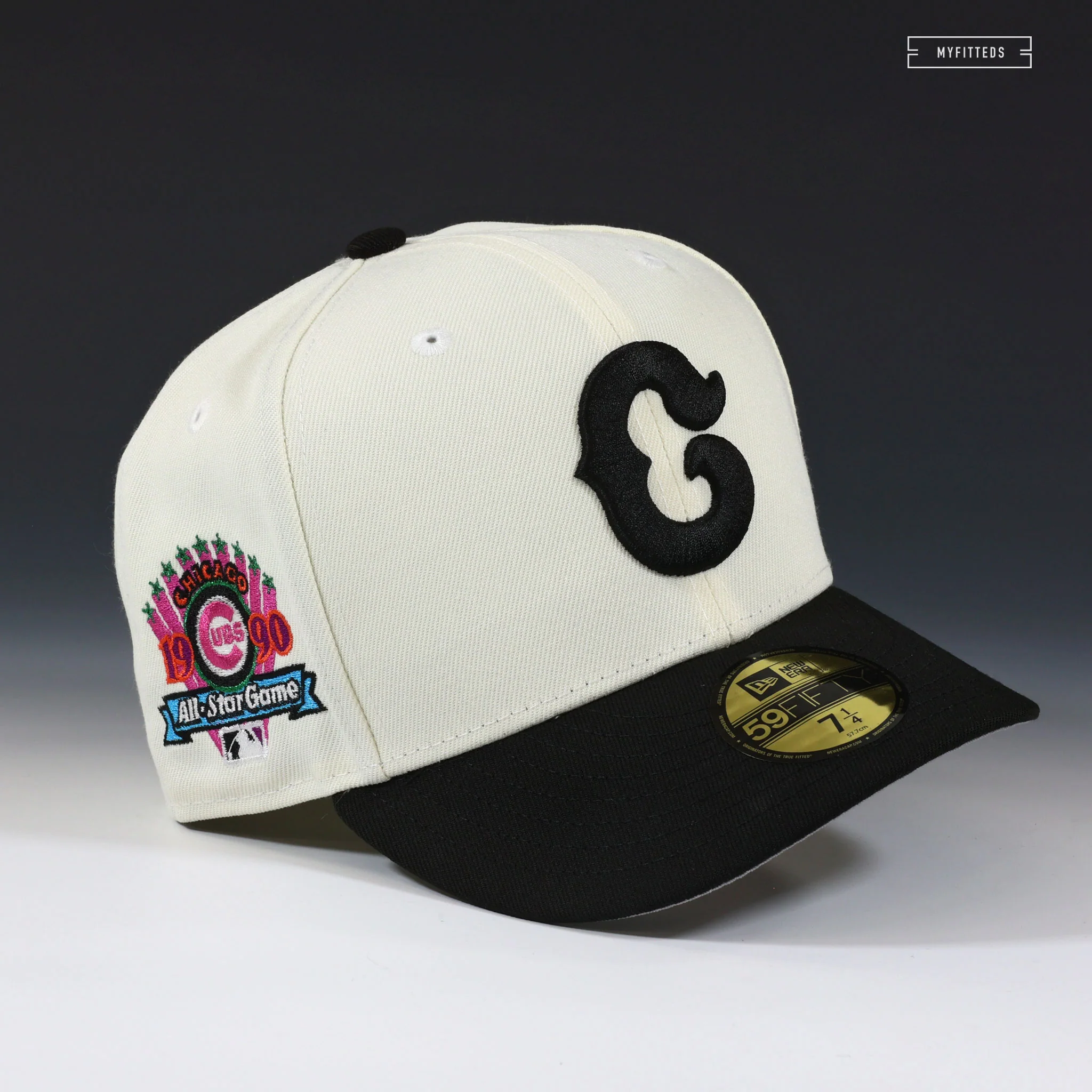 CHICAGO CUBS 1990 ALL-STAR GAME MR. CHATTERBOX OFF WHITE NEW ERA FITTED CAP - Image 3