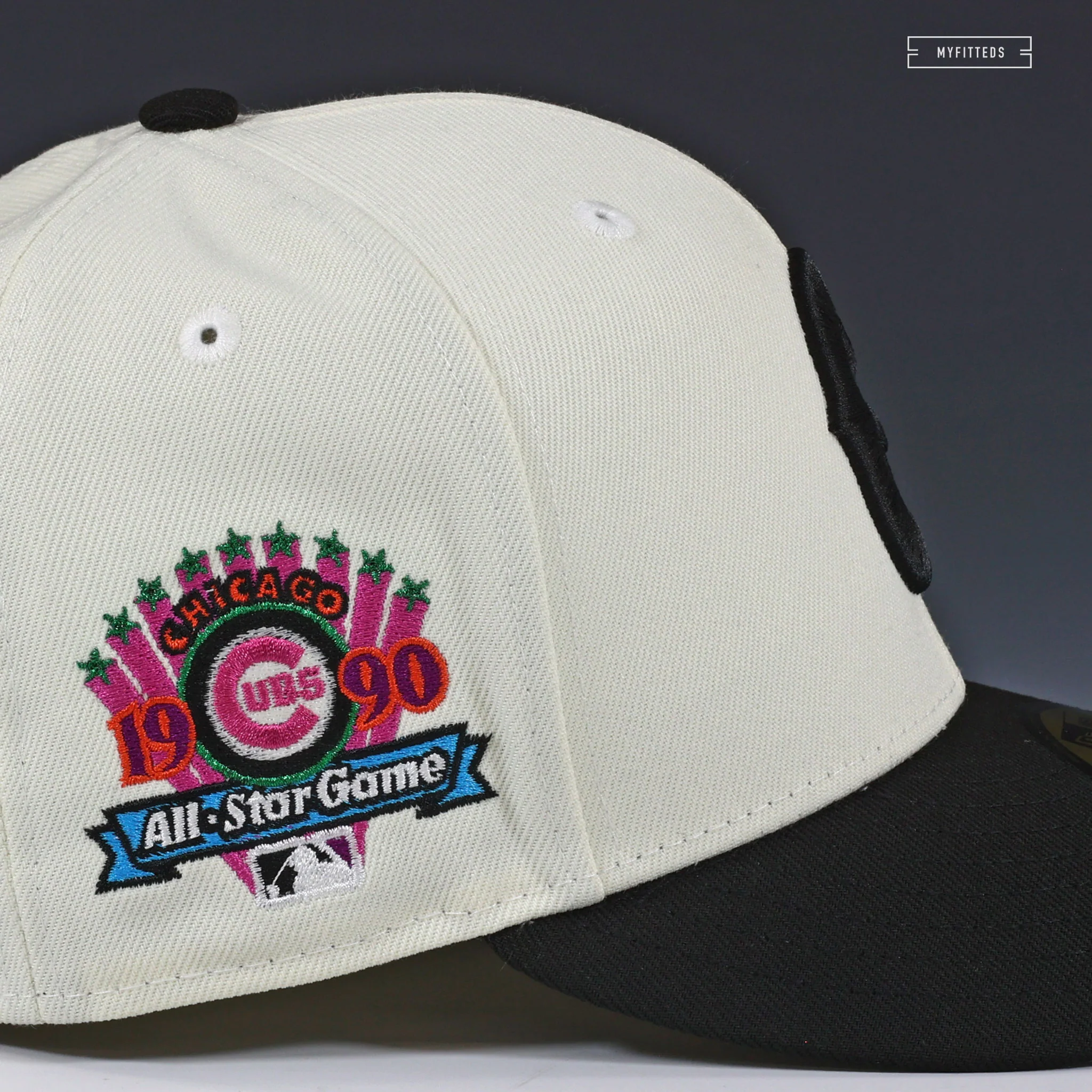 CHICAGO CUBS 1990 ALL-STAR GAME MR. CHATTERBOX OFF WHITE NEW ERA FITTED CAP - Image 7