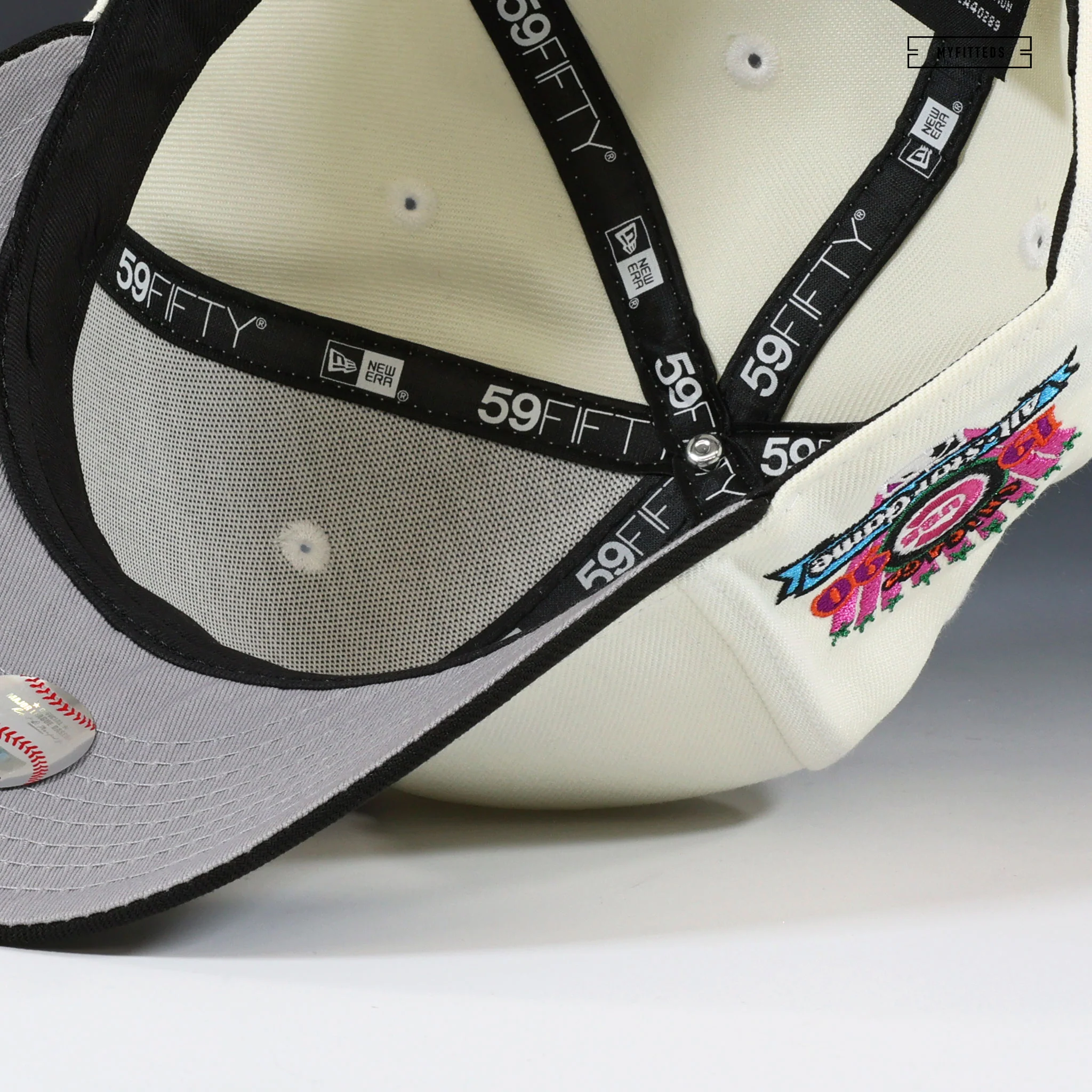 CHICAGO CUBS 1990 ALL-STAR GAME MR. CHATTERBOX OFF WHITE NEW ERA FITTED CAP - Image 8