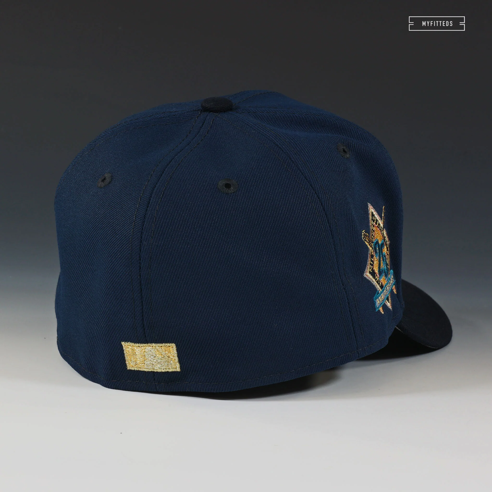 MILWAUKEE BREWERS 25TH ANNIVERSARY NAVY AND GOLD NEW ERA FITTED CAP - Image 4