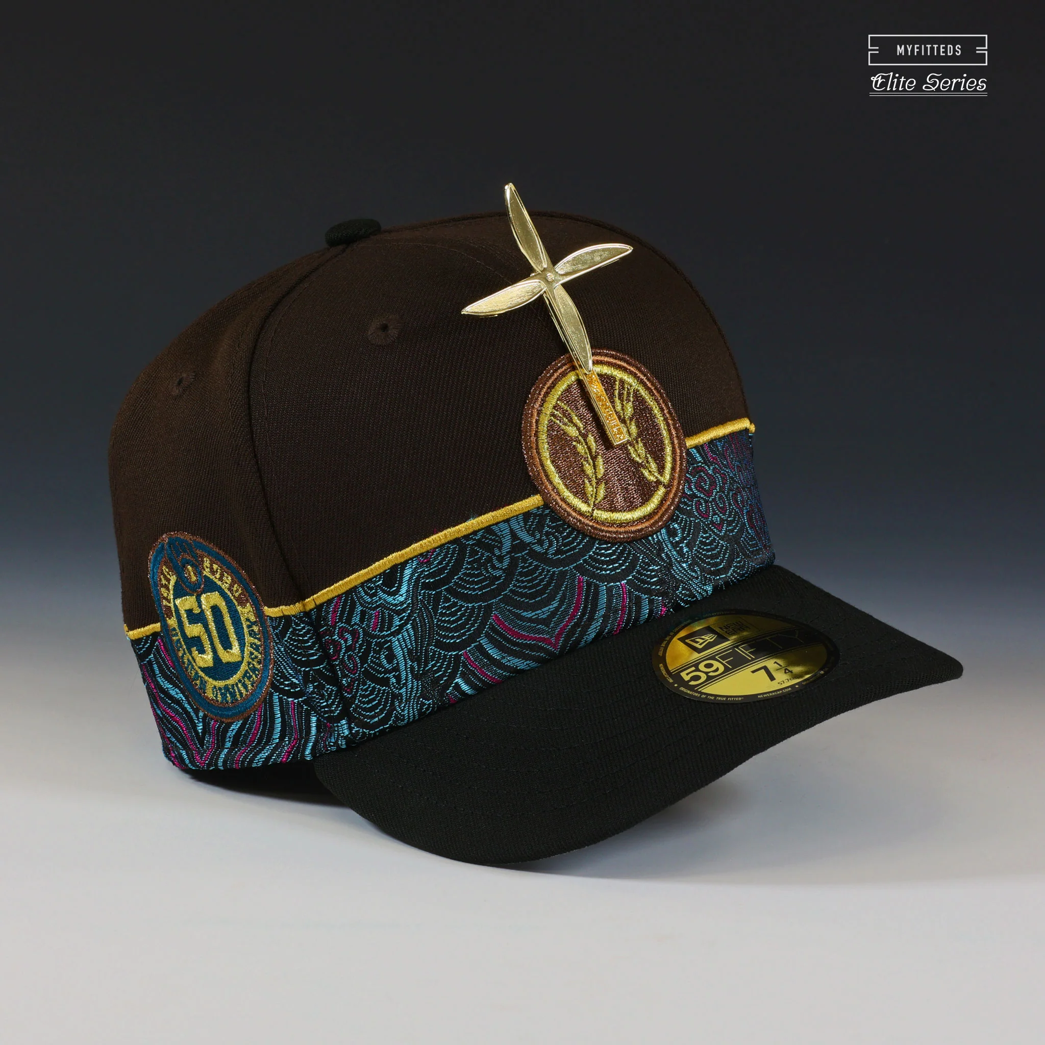 MILWAUKEE BREWERS 50TH ANNIVERSARY GENZO'S PINWHEEL ELITE SERIES NEW ERA FITTED CAP - Image 3