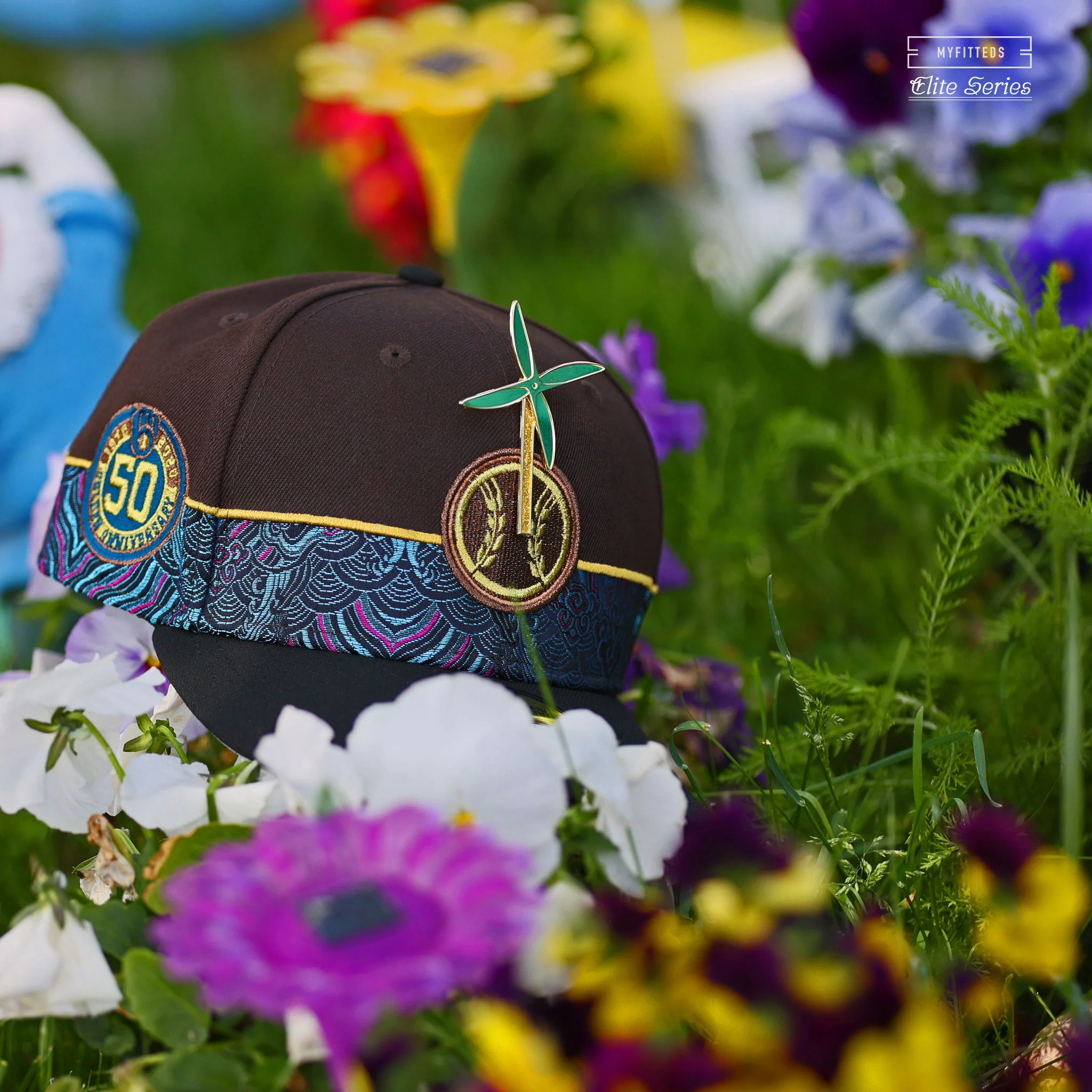 MILWAUKEE BREWERS 50TH ANNIVERSARY GENZO'S PINWHEEL ELITE SERIES NEW ERA FITTED CAP - Image 9