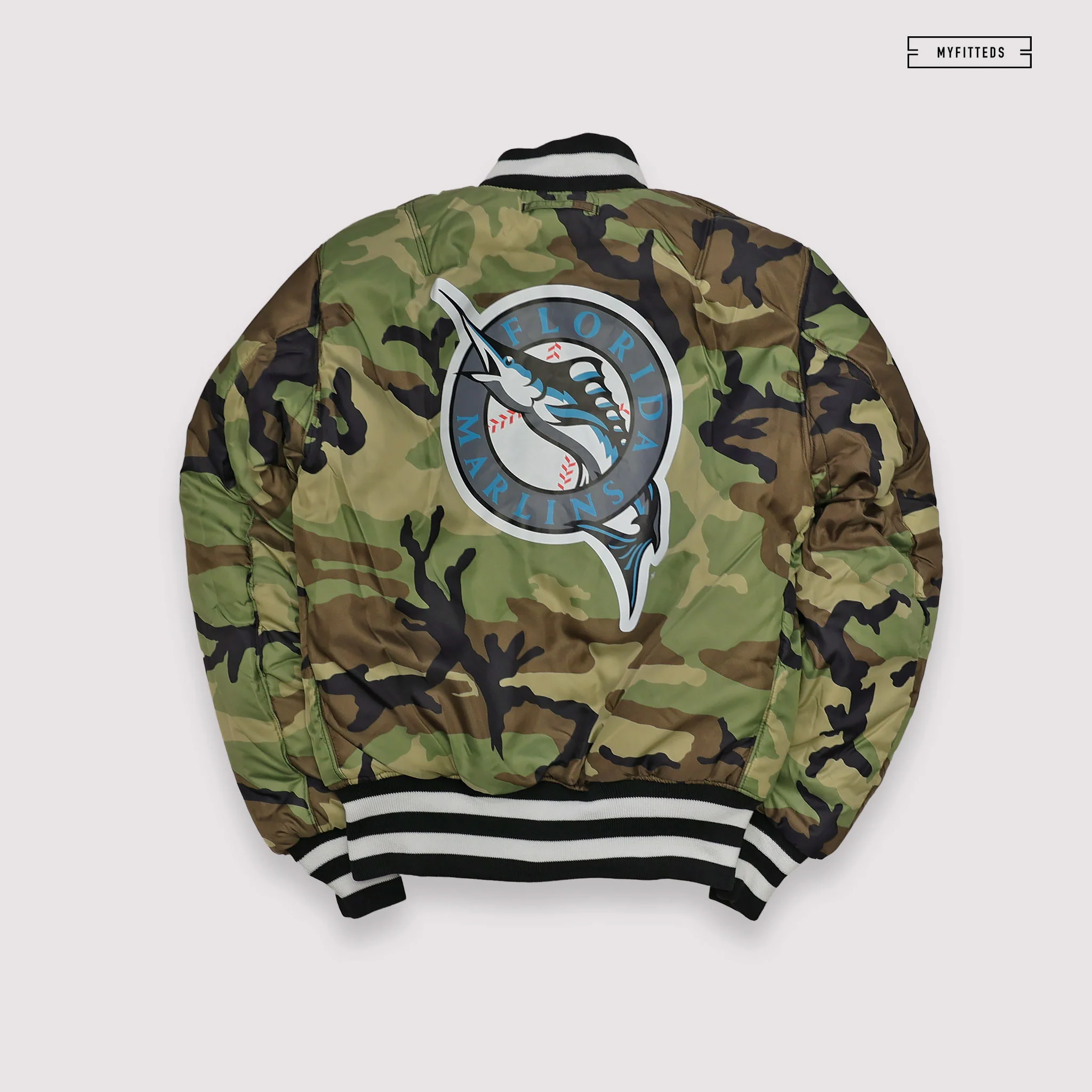 NEW ERA X ALPHA INDUSTRIES FLORIDA MARLINS REVERSIBLE BOMBER JACKET - Image 4