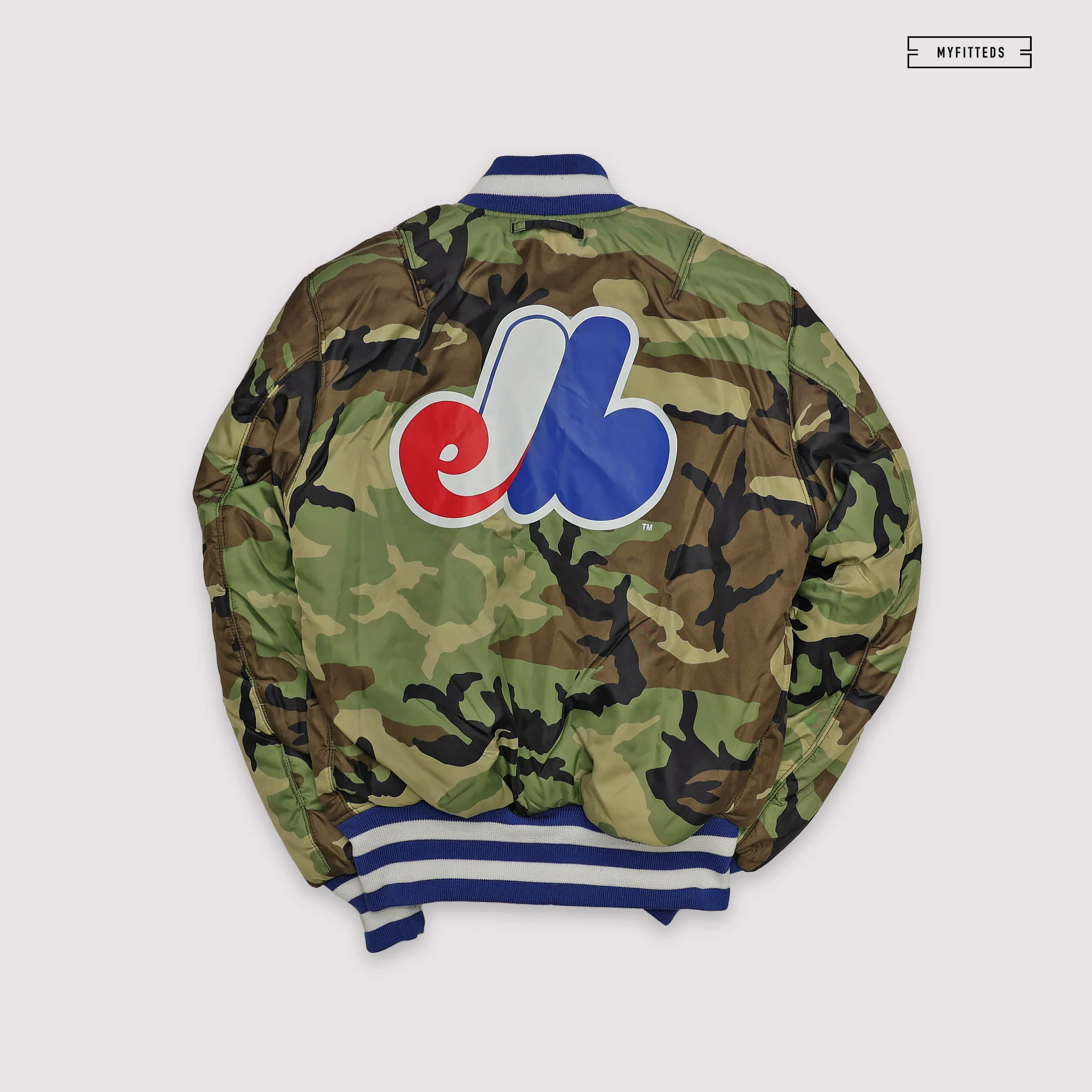 NEW ERA X ALPHA INDUSTRIES MONTREAL EXPOS REVERSIBLE BOMBER JACKET - Image 4