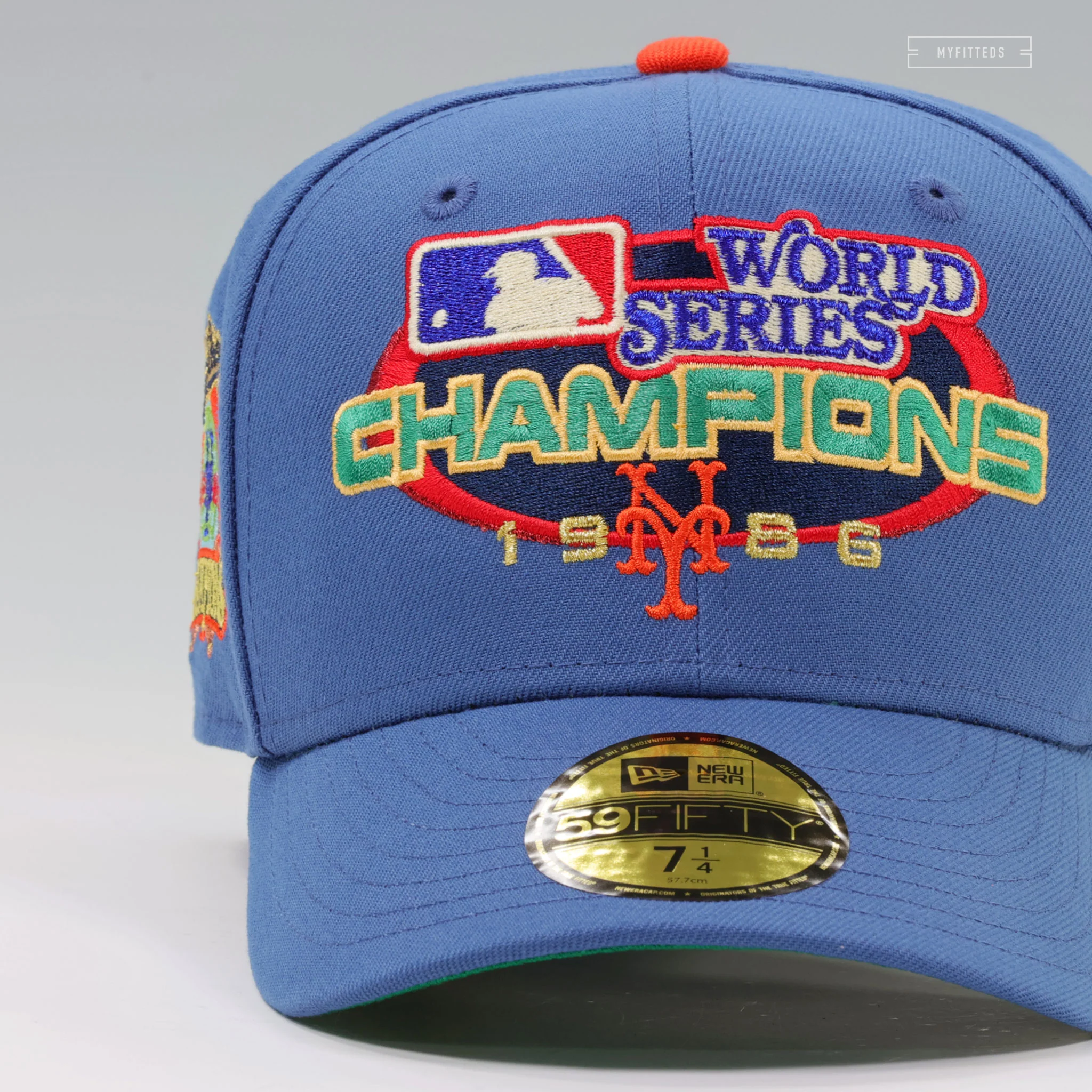 NEW YORK METS 1986 WORLD SERIES CHAMPIONS VINTAGE WEATHERED LOOK NEW ERA FITTED CAP - Image 3
