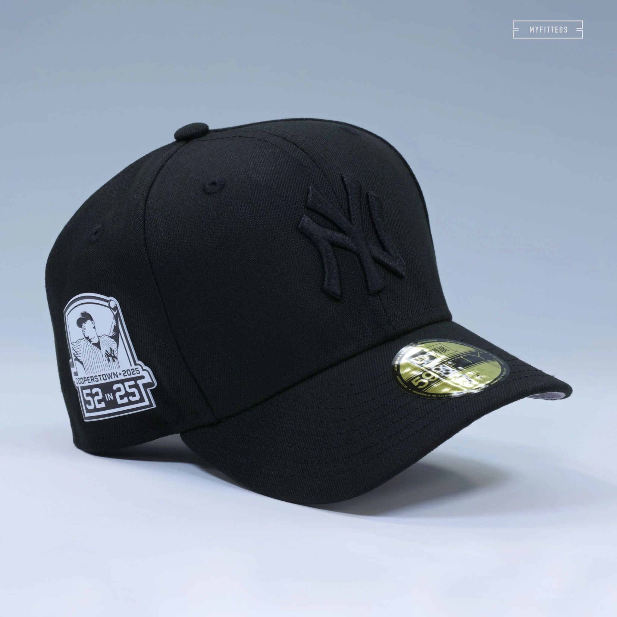 NEW YORK YANKEES CC SABATHIA 52 IN 25 COOPERSTOWN 2025 HOF TRIPLE BLACK NEW ERA FITTED CAP - Image 3