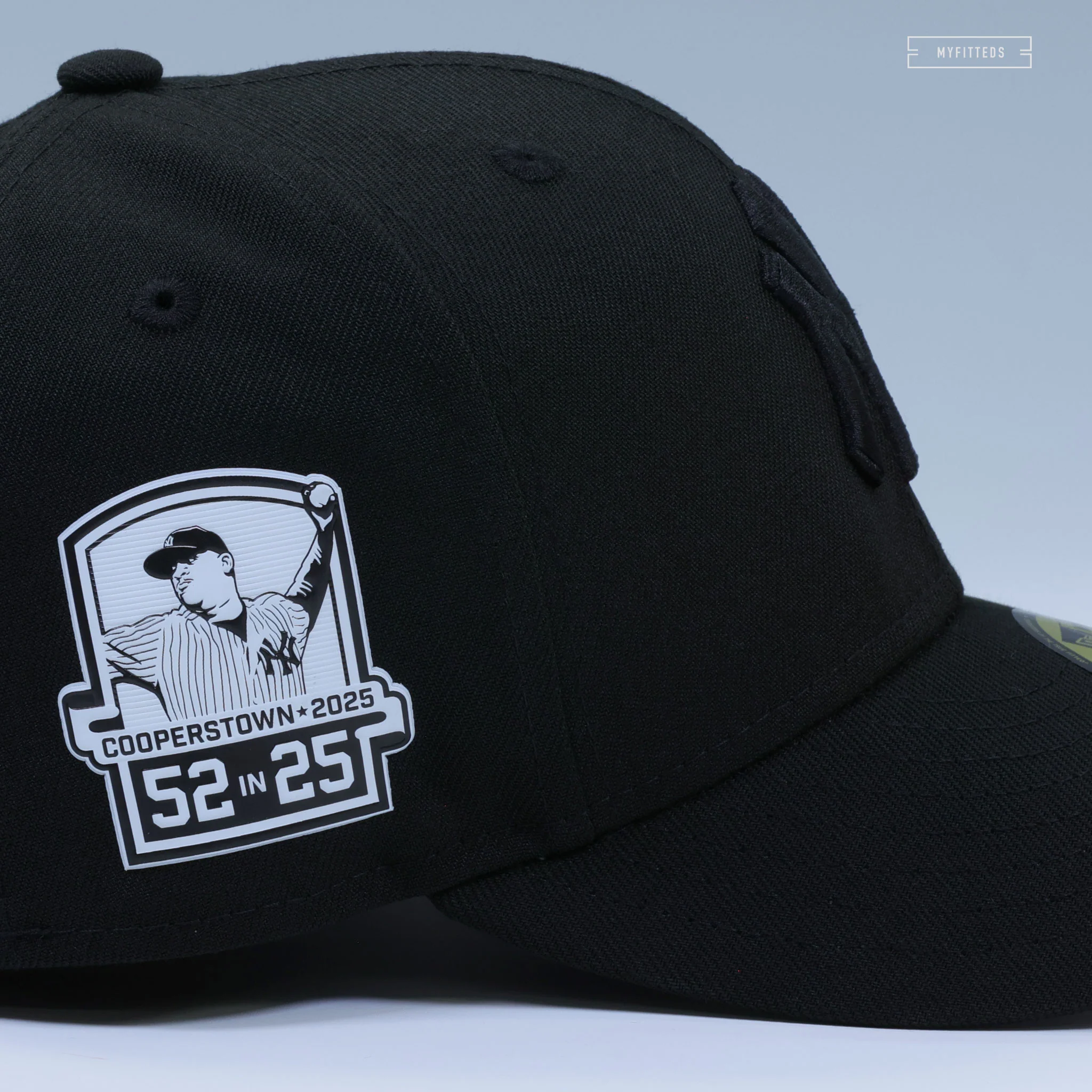 NEW YORK YANKEES CC SABATHIA 52 IN 25 COOPERSTOWN 2025 HOF TRIPLE BLACK NEW ERA FITTED CAP - Image 7
