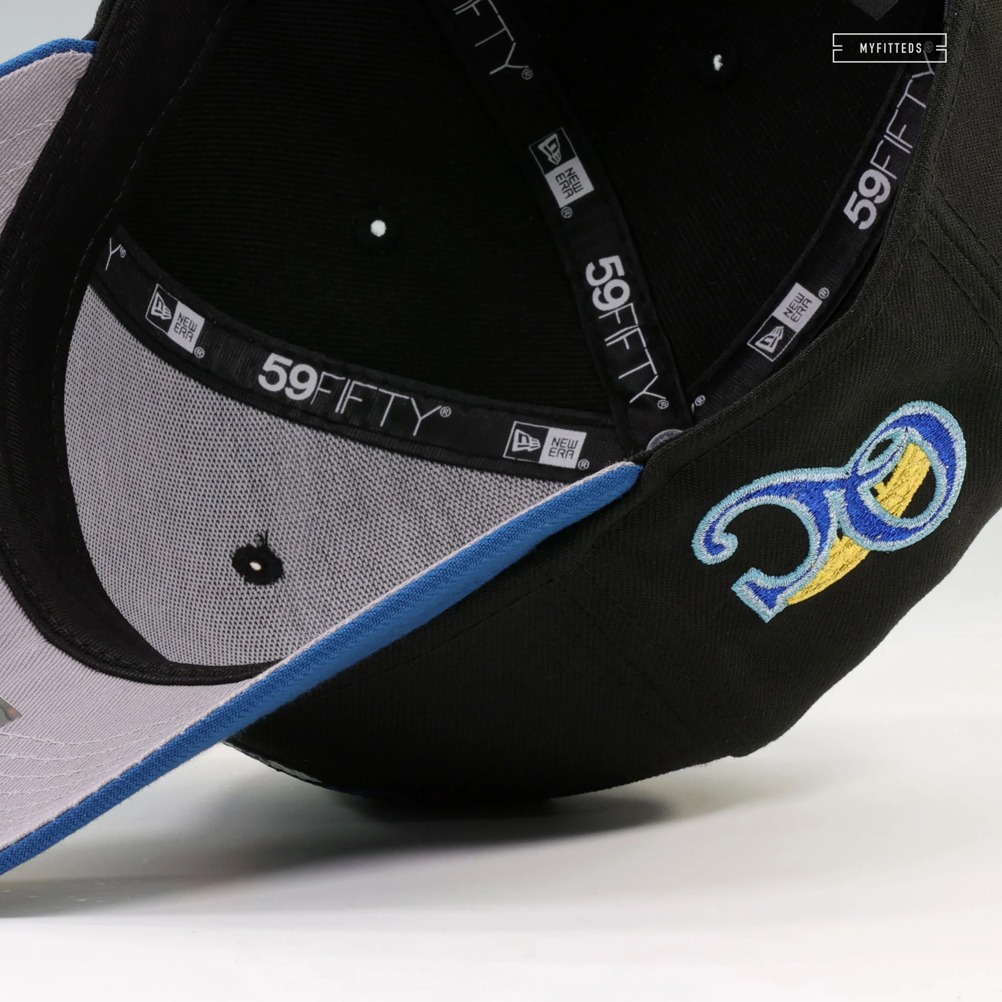 QUAD CITIES RIVER BANDITS BANDANA CENTENNIAL BRIDGE QC SIDE PATCH NEW ERA FITTED CAP - Image 7